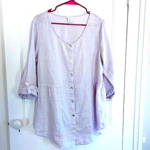 Sigrid Olsen Lavender 100% Linen Oversized Beachy Vibes Top Size Medium